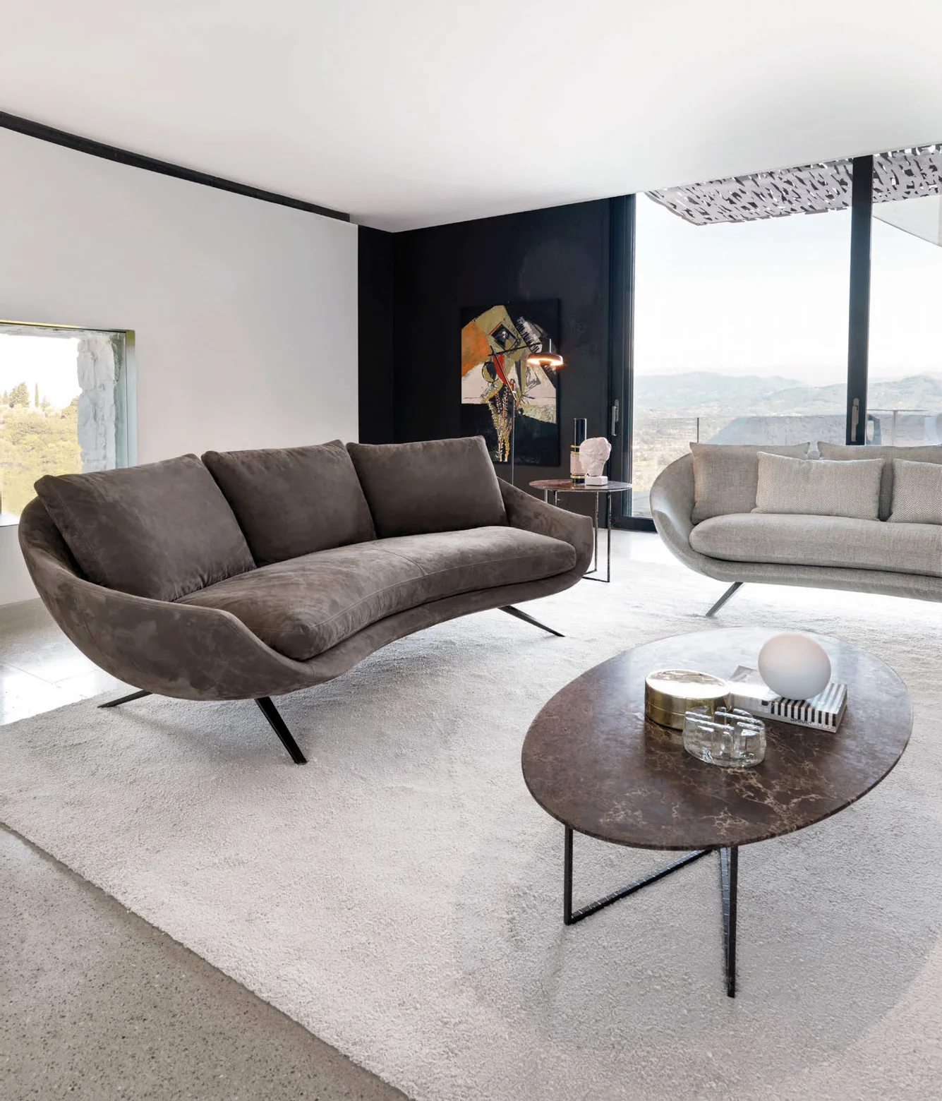 Grey sofa in a contemporary living room